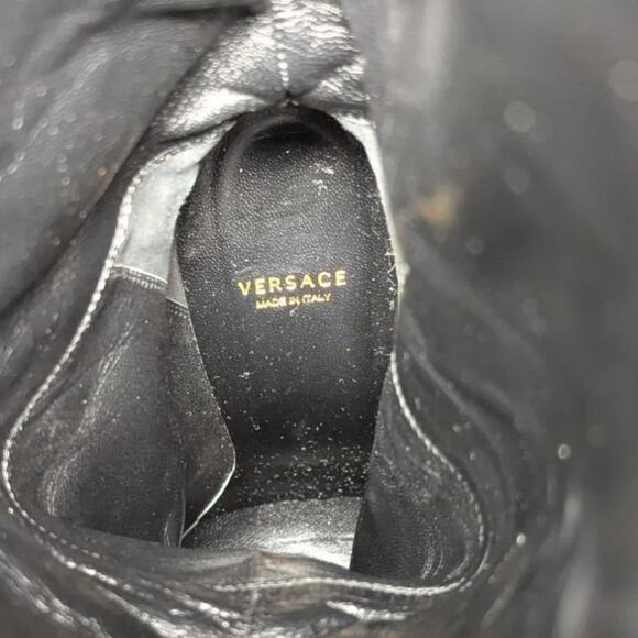 Versace Rare 2013 Western Cowboy Boots Black Leather Gold Studded Heels 40.5 - Picture 9 of 13